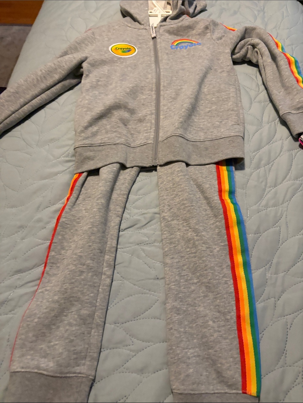 Crayola Gray Jogger Set with Rainbow Side Stripes